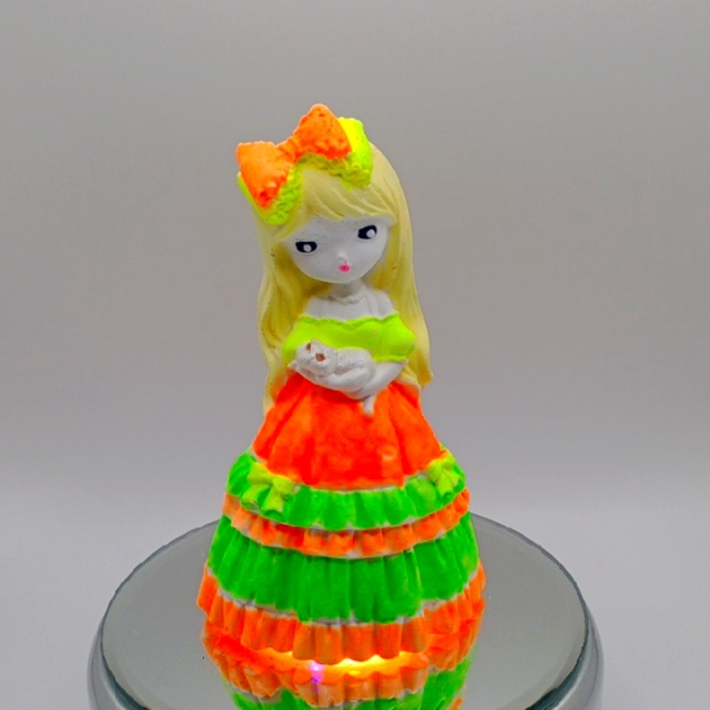 NEW Hand Made 💕 Colorful Figurine with Orange and Green Dress